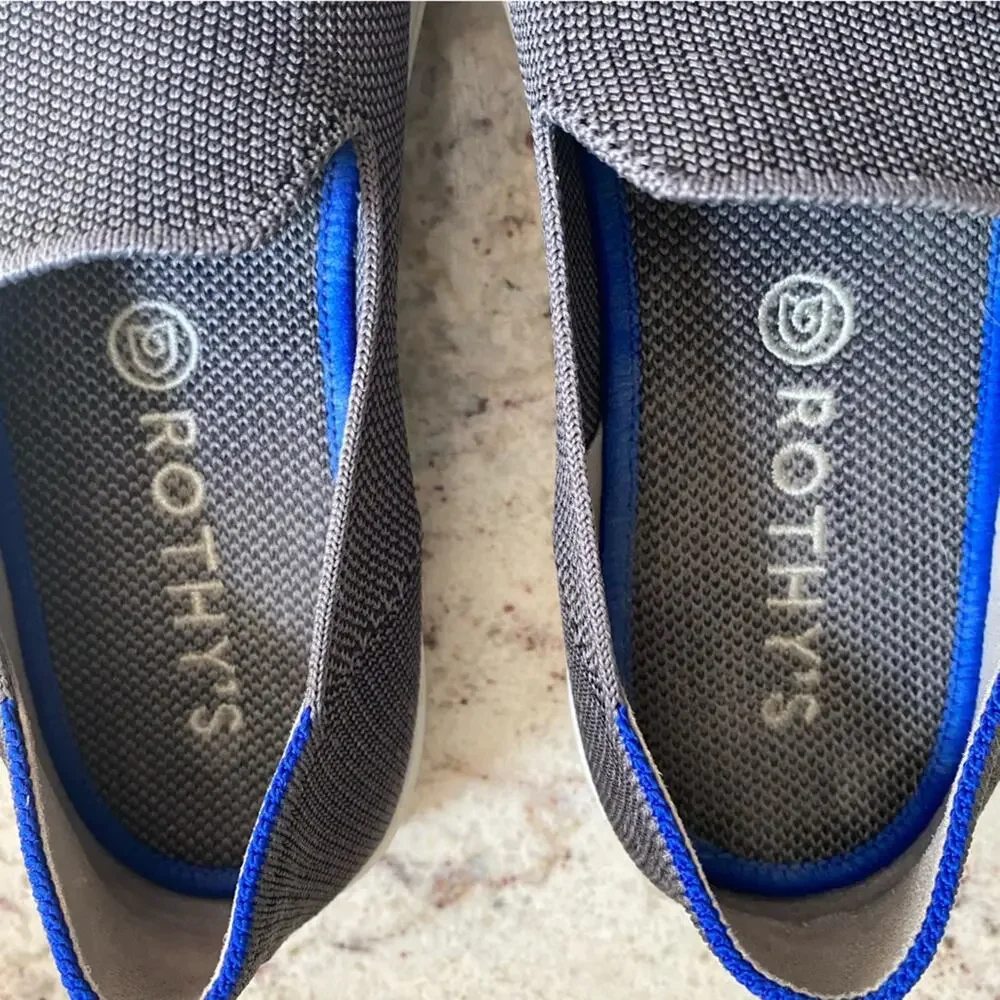 Rothys City Slip On Dark Gray Royal Blue sz 8